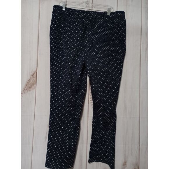 Isaac Mizrahi Pants Ladies 18 Navy Blue Polka Dot Stretch Career Casual Trousers - Picture 2 of 8